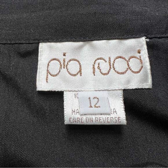 Vintage 1980’s Pia Rucci 100% Silk Wrap Skirt Black and Ivory Size 12 - Picture 9 of 12